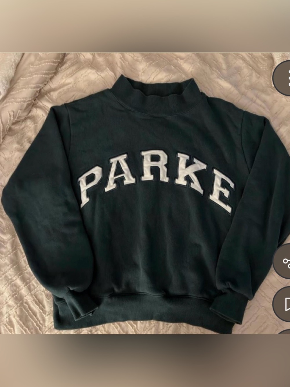 PARKE Dark Green Terrycloth Mockneck